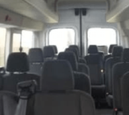 the interior of a minibus