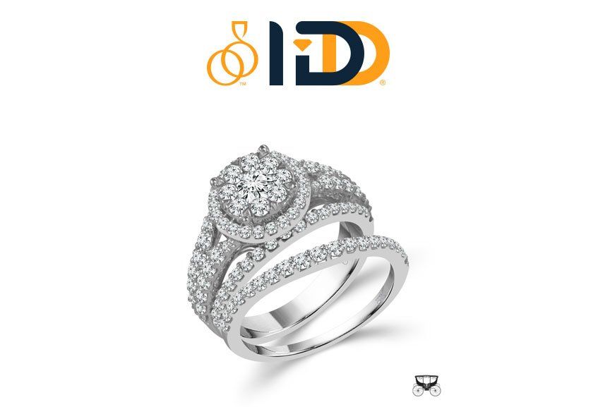 Diamond ring and wedding band by the IDD Bridal Collection
