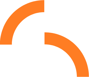 two orange arcs pointing in opposite directions