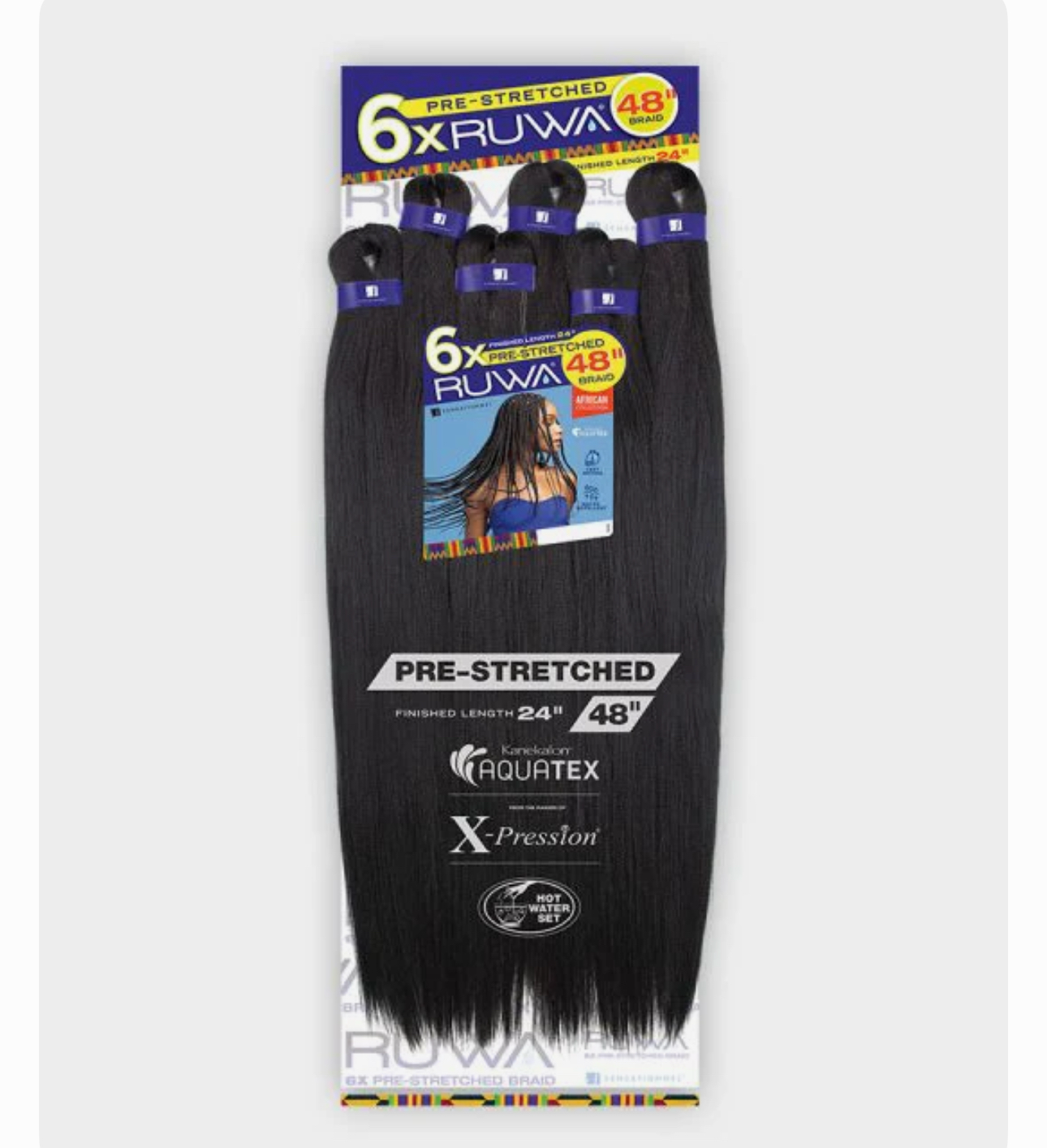 6x Sensationnel Ruwa X-pression PRE-stretched Braid 48