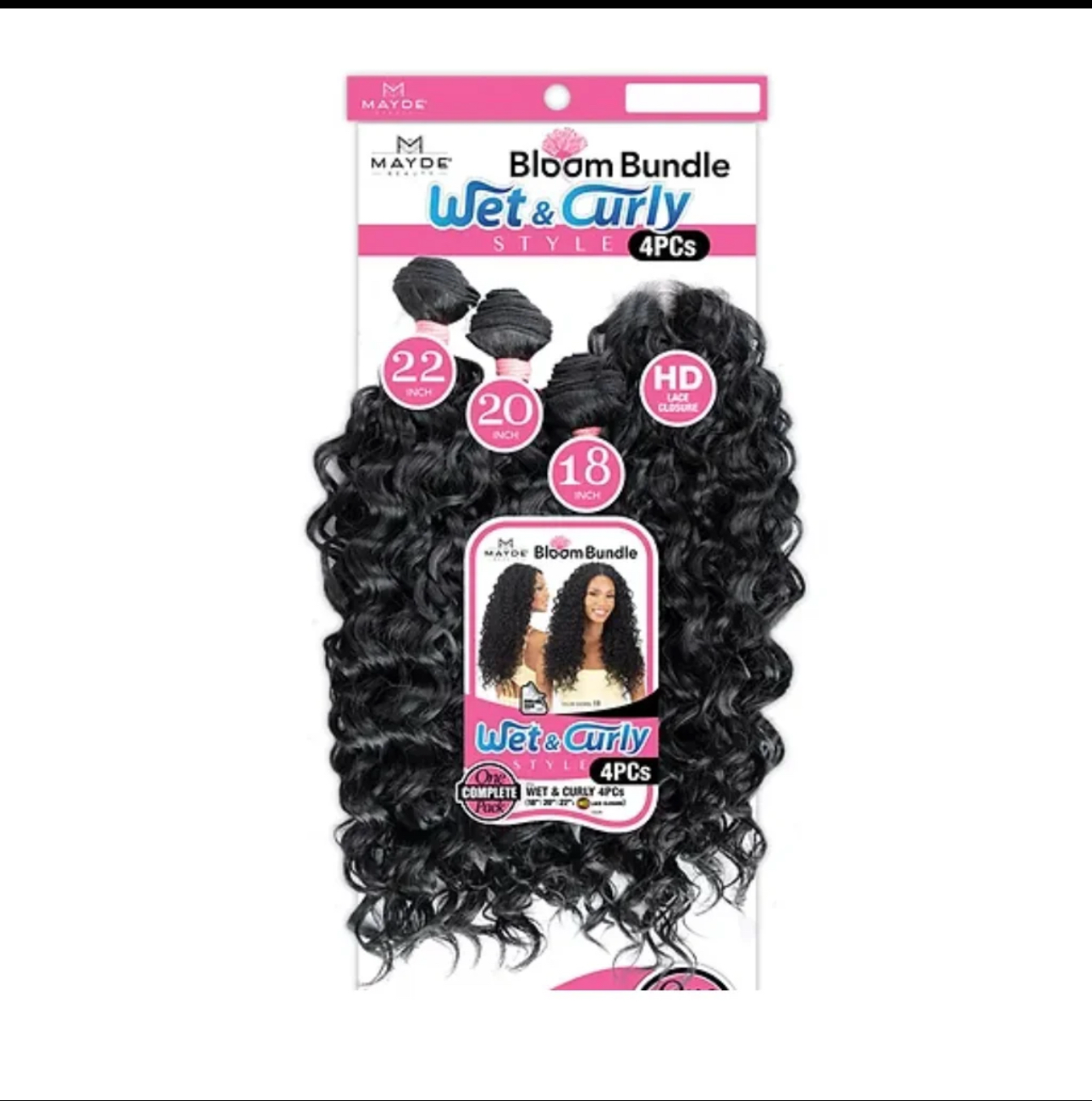 MAYDE BEAUTY BLOOM BUNDLE WET&CURLY 4pc 18,20,22+CＬ）