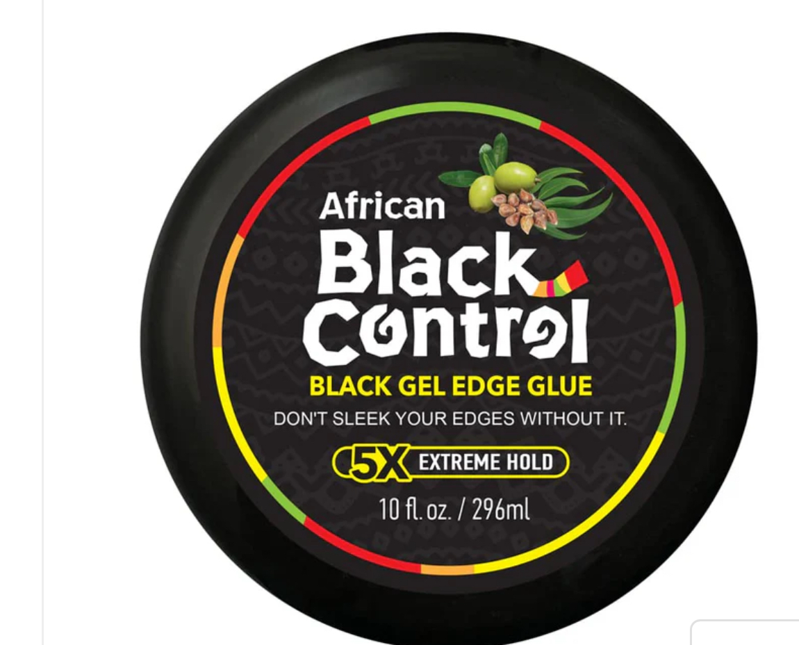 African Black Control Black Gel Edge Glue 5x extreme Hold 10oz