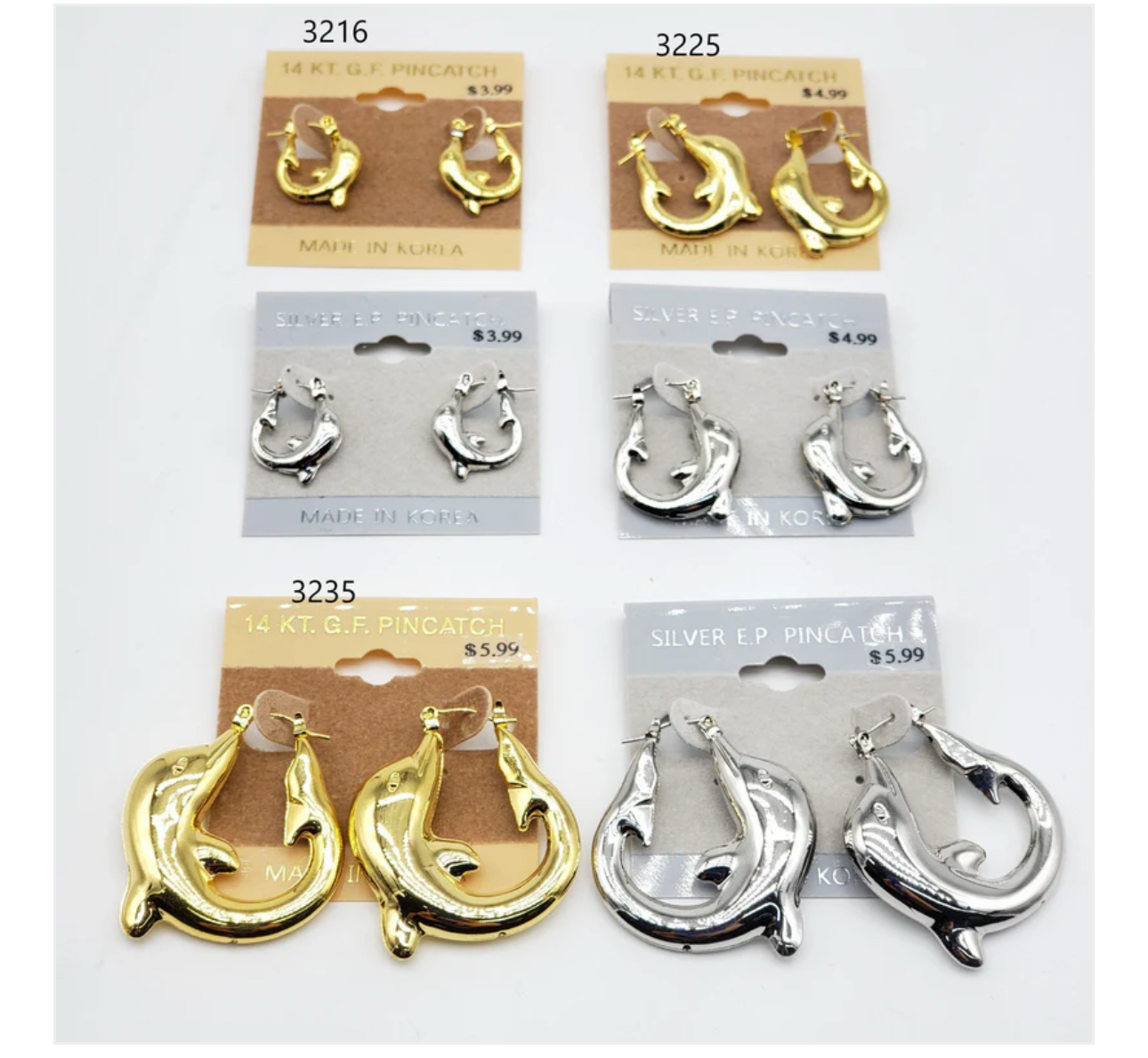 GOLD/SILVER DOLPHIN HOOP EARRINGS
