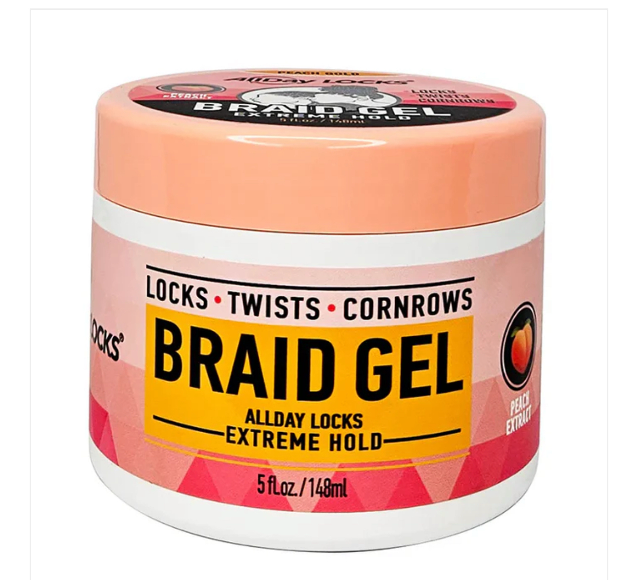 ALLDAY LOCKS BRAID GEL PEACH GOLD EXTREME HOLD 5oz