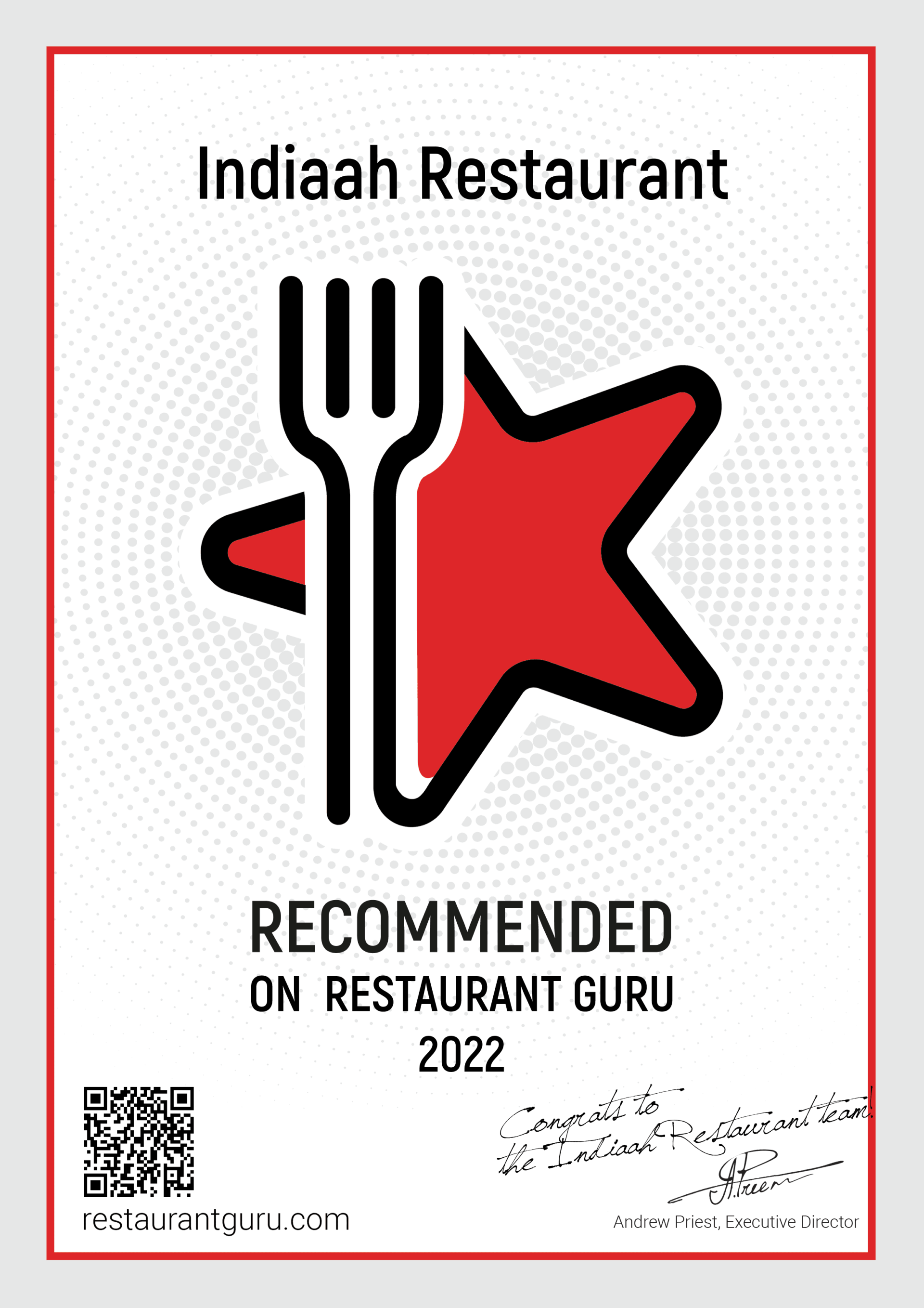 Recommended on Restaurant Guru 2020
