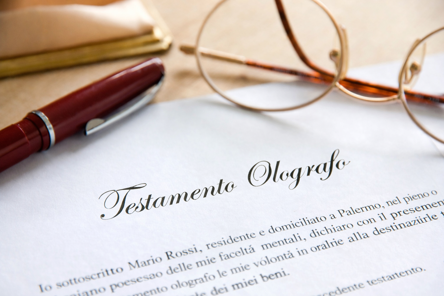 Primo piano di un documento intitolato