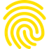 A yellow fingerprint icon on a white background