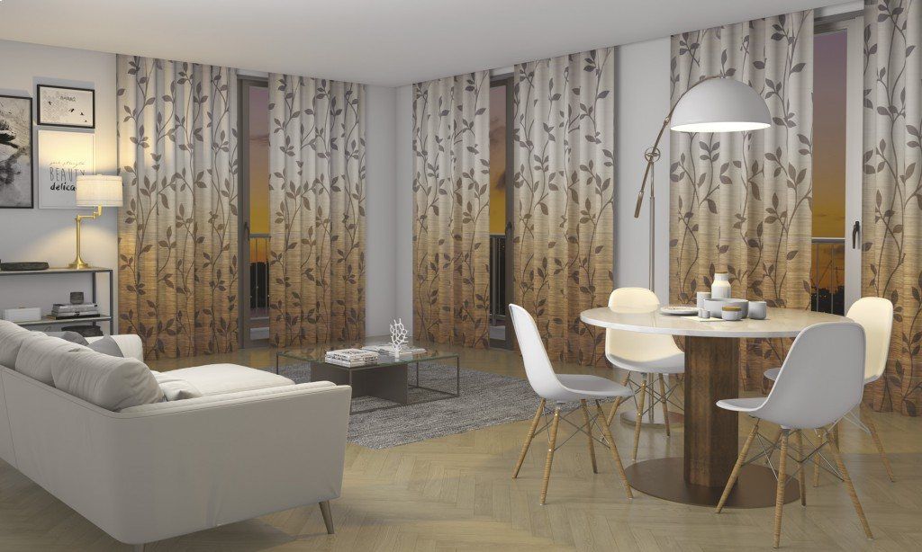 Soggiorno con tende chiuse