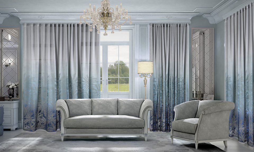 Tende per soggiorno con divano bianco