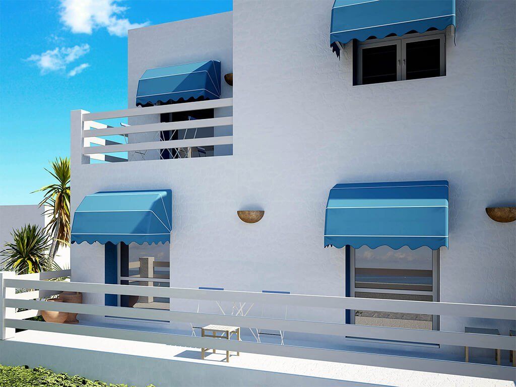 Villetta con piscina e tende da sole