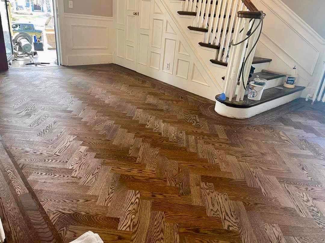 A hardwood floor installation in Pinehurst, NC with Southern Premiere Hardwood Floor Co