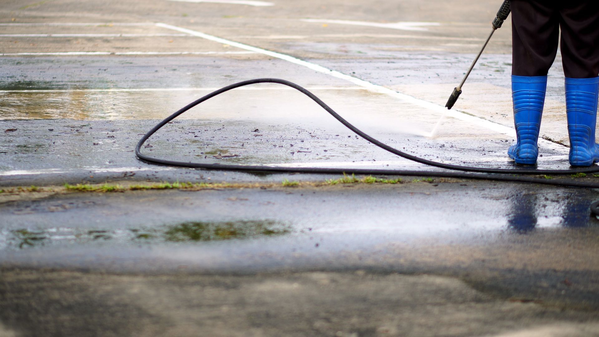 A man is looking out of a skylight in a room while holding a clipboard.