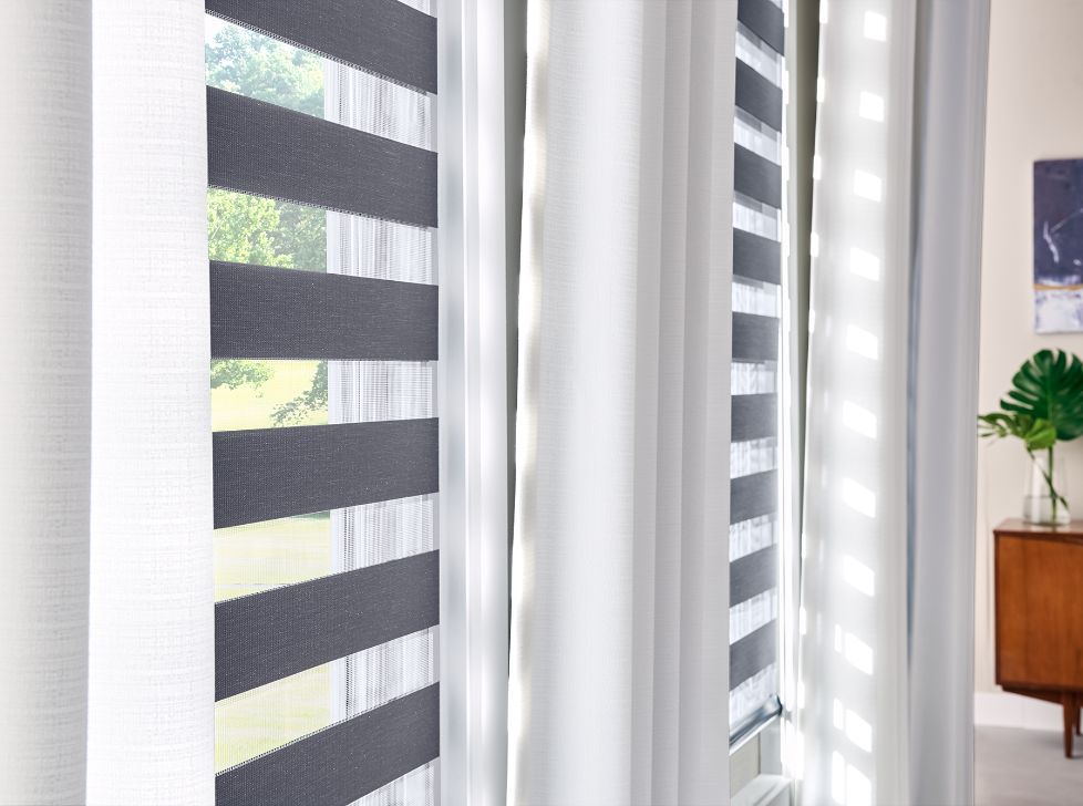 Roman shades near Glendora, California (CA), Mezzanine Shades, Roman shades, pleated shades, Zebra Shades, Banded Shades