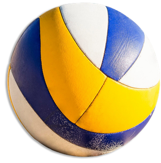 Volleyball on the beach sand.