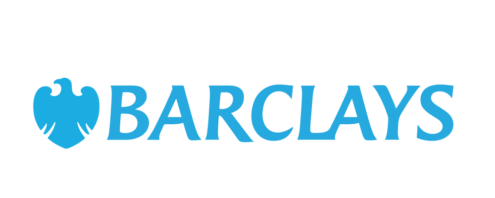 The barclays logo is blue and white on a white background.