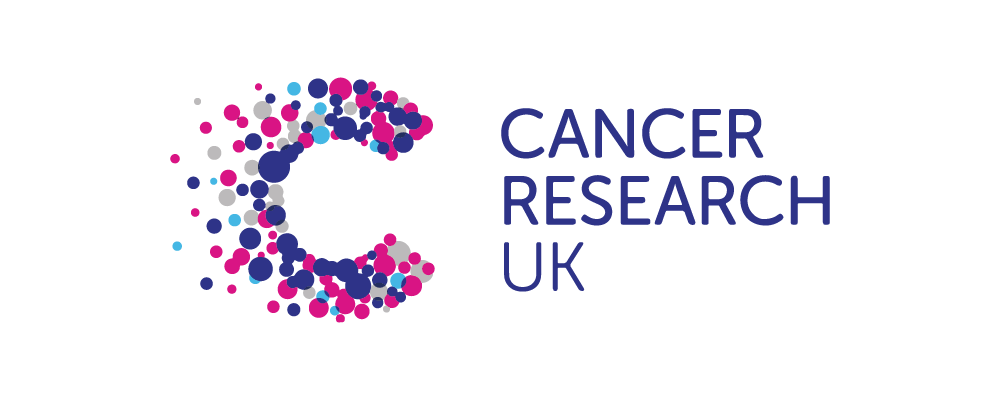 A logo for cancer research uk with a c made of dots.