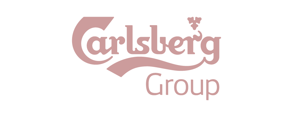 A pink carlsberg group logo on a white background.