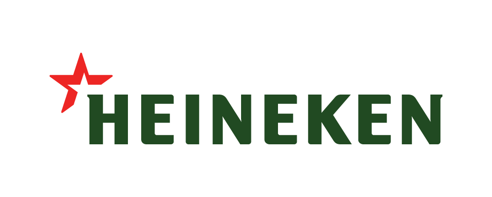 A heineken logo with a red star on a white background