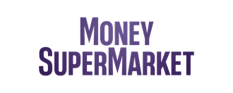The logo for money supermarket is purple and white on a white background.