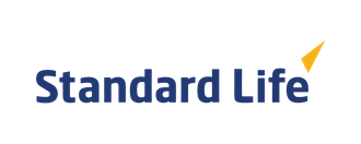 A blue and yellow logo for standard life with a yellow arrow.