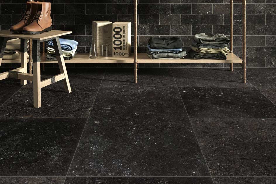 Tile with fossil design