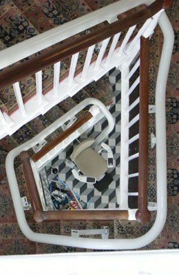 New Curved Stairlift Tracks on Spiral Staircase