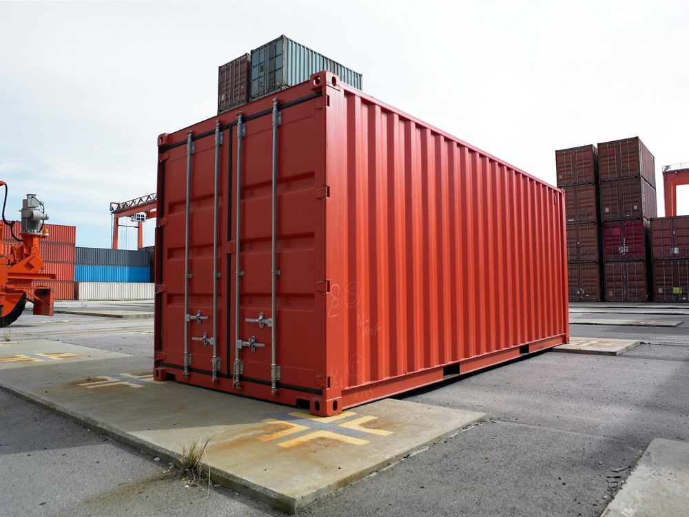 Red Shipping Container in a Port Setting, Other Containers — Johnny Farming Company In Ooralea, QLD