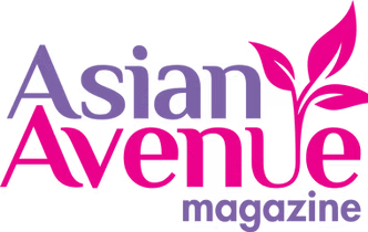 Asian Avenue Magazine logo with purple and pink text and a pink floral accent.