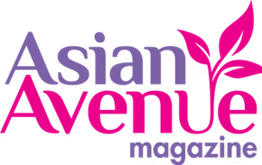 Asian Avenue Magazine logo with purple and pink text and a pink floral accent.