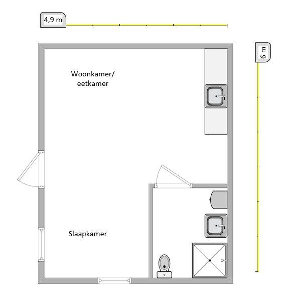 Woonunit huren 5x6 meter plattegrond