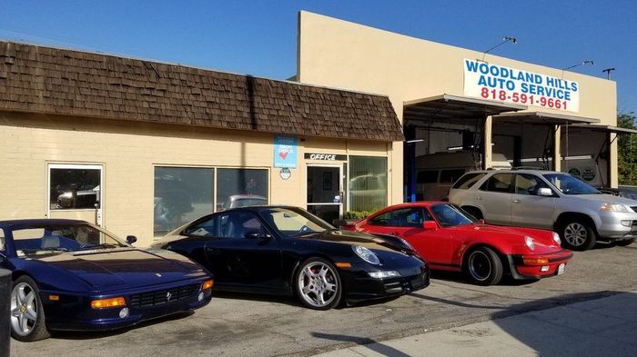 Exotic Sports Cars Parked Outside Auto Repair Shop | Woodland Hills Auto Service
