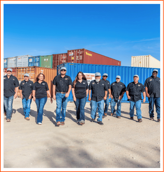The Container Source walking in front of their containers.