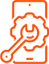 An orange icon of a wrench and gear on top of a storage container representing container modifications.