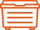 An orange icon of a dumpster.