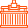 An orange icon of a Texas Flat Pack Container.