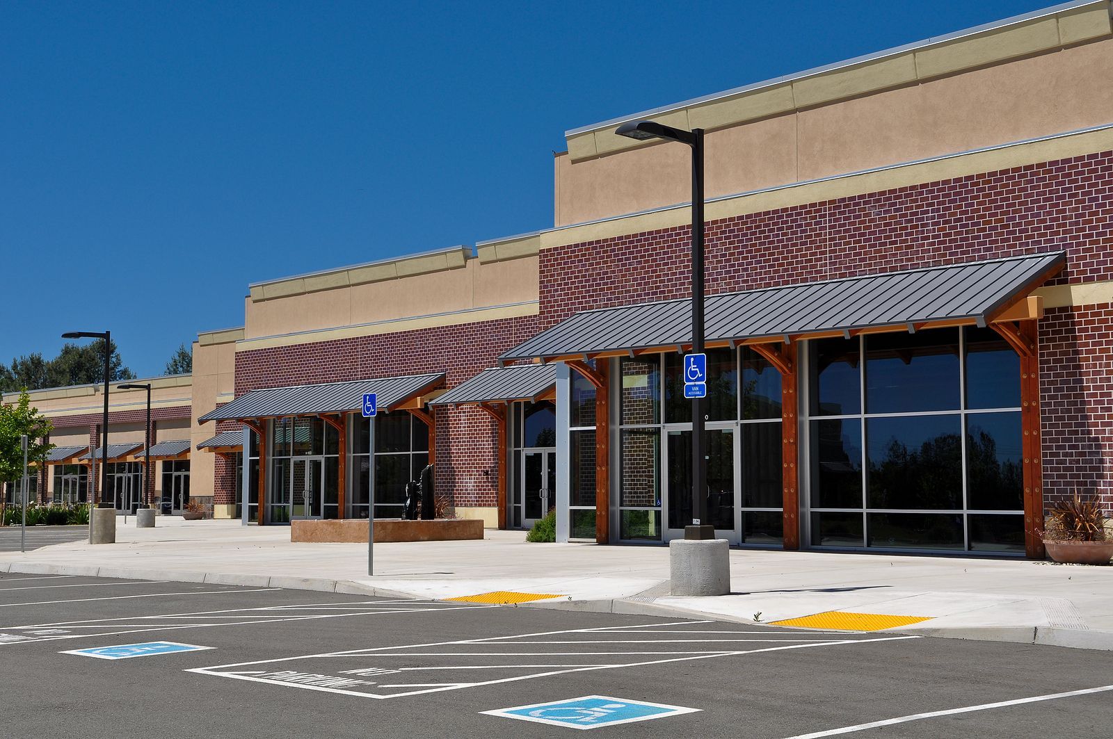 Newly built strip center