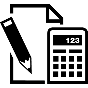 icona documento tributario e calcolatrice
