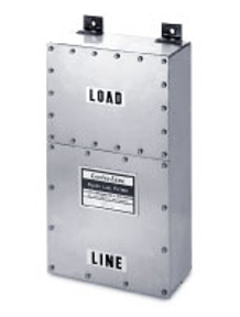 A metal box with the word load on it