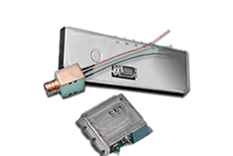 Two electronic devices are sitting next to each other on a white surface.