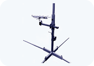 A tripod with a camera on top of it on a white background.
