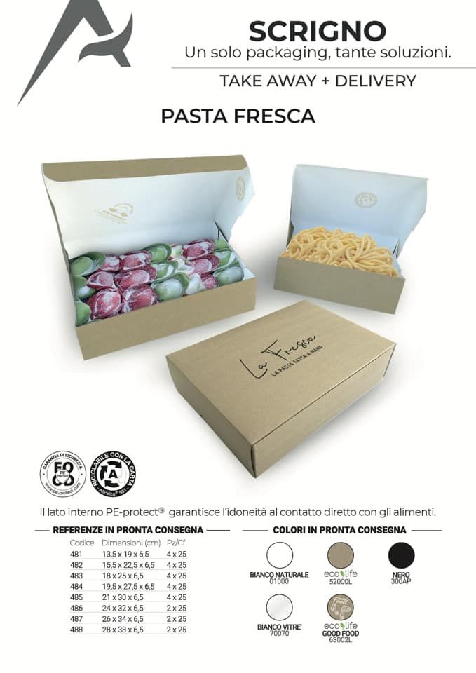 Una pagina del catalogo prodotti per gli imballaggi alimentari 