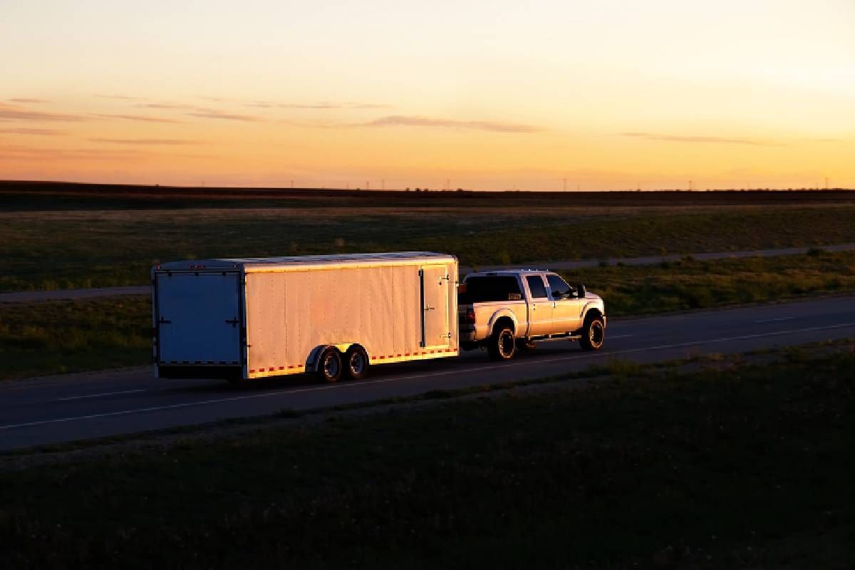 A pickup truck towing a trailer near Cincinnati, OH