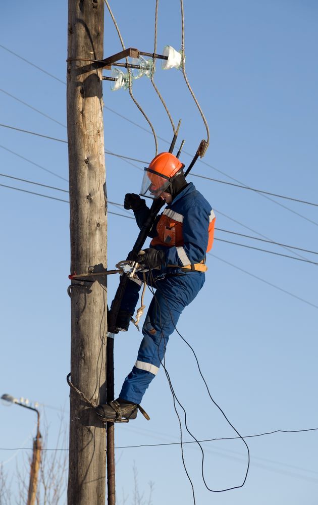 A Man is Climbing Up a Power Pole — PH Power in Forster, NSW
