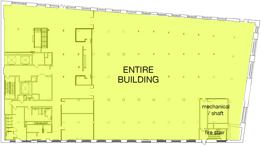Floorplan of entire building square feet and square meters