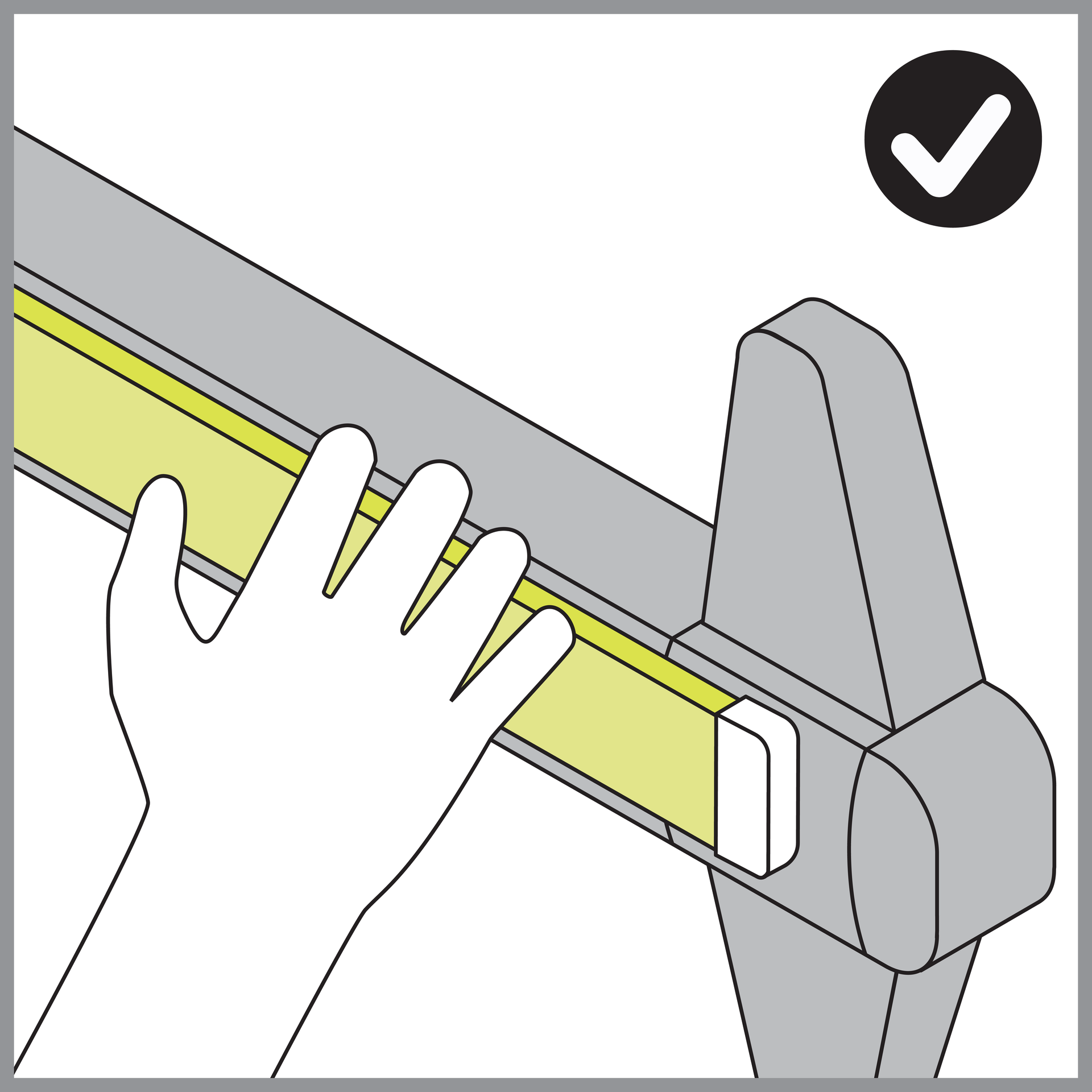 Diagram outlining parameters for push doorhandle accessibility