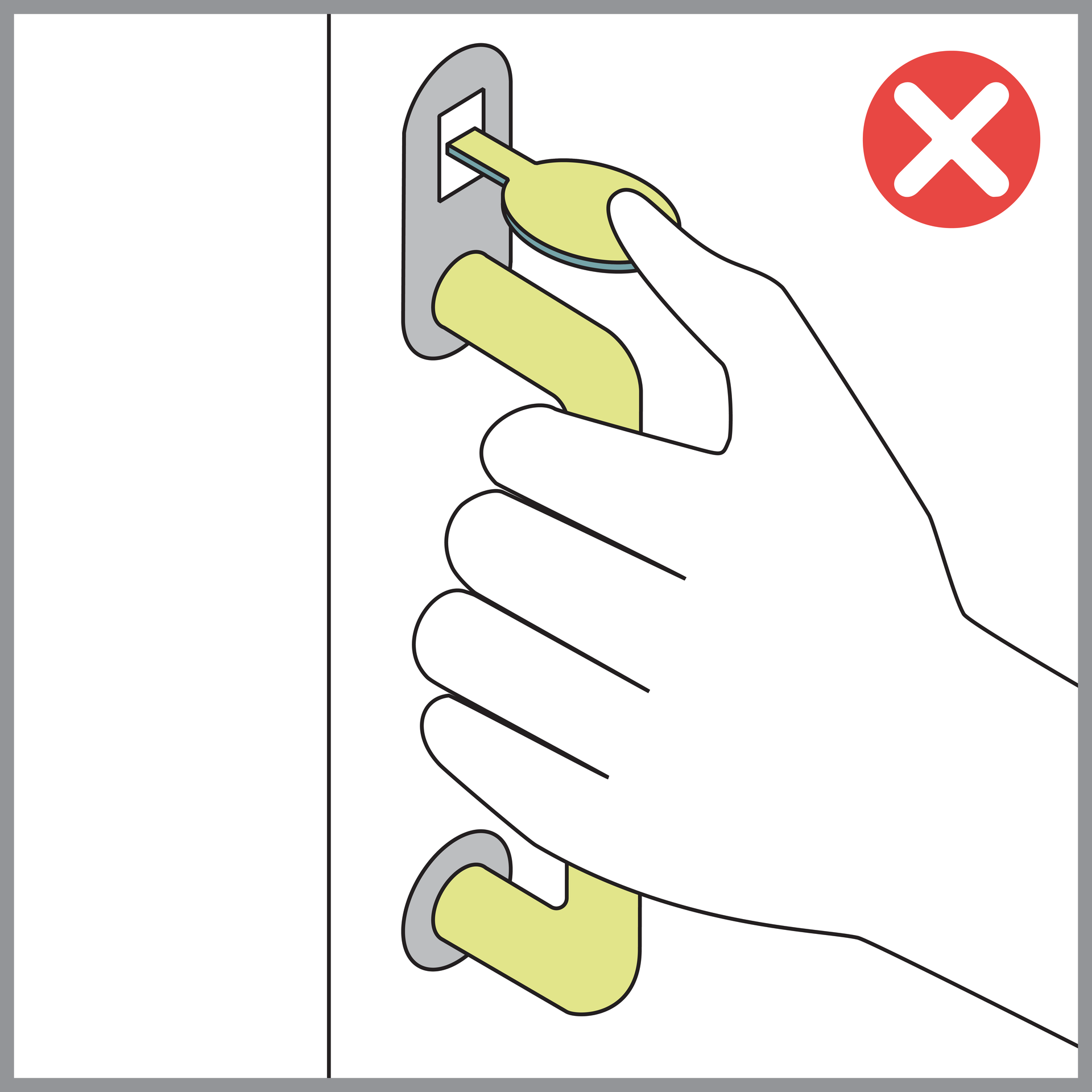 Diagram outlining parameters for doorhandle key accessibility