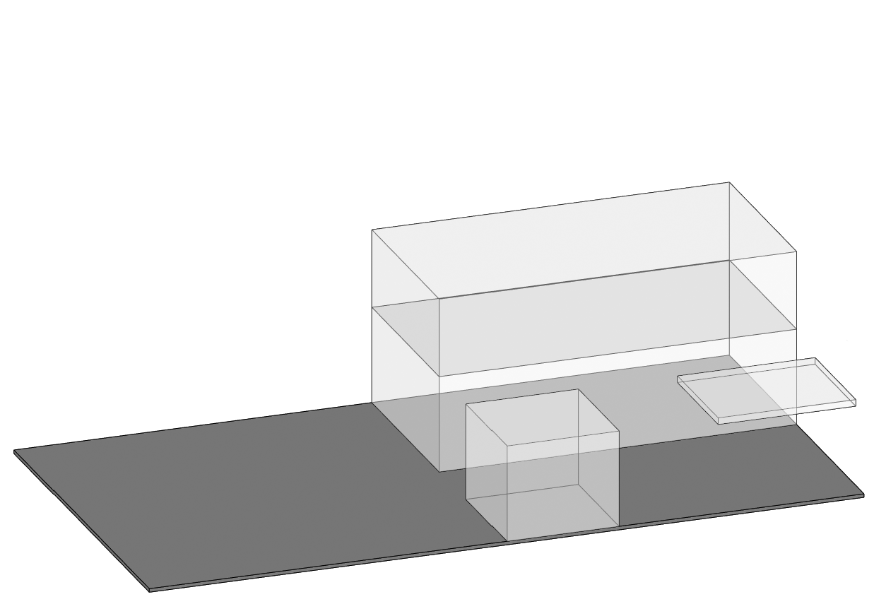 axonometric diagram indicating exterior spaces