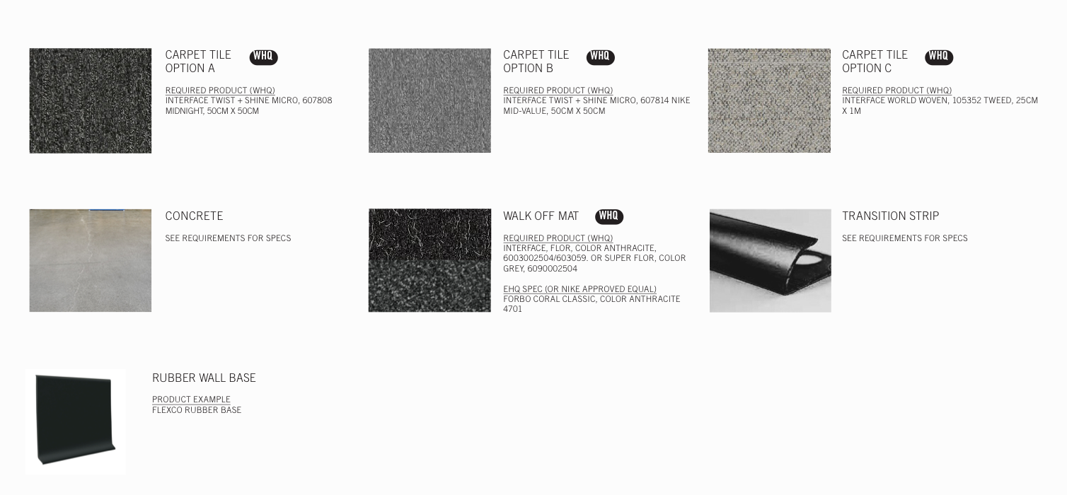 Material swatches and specifications for flooring