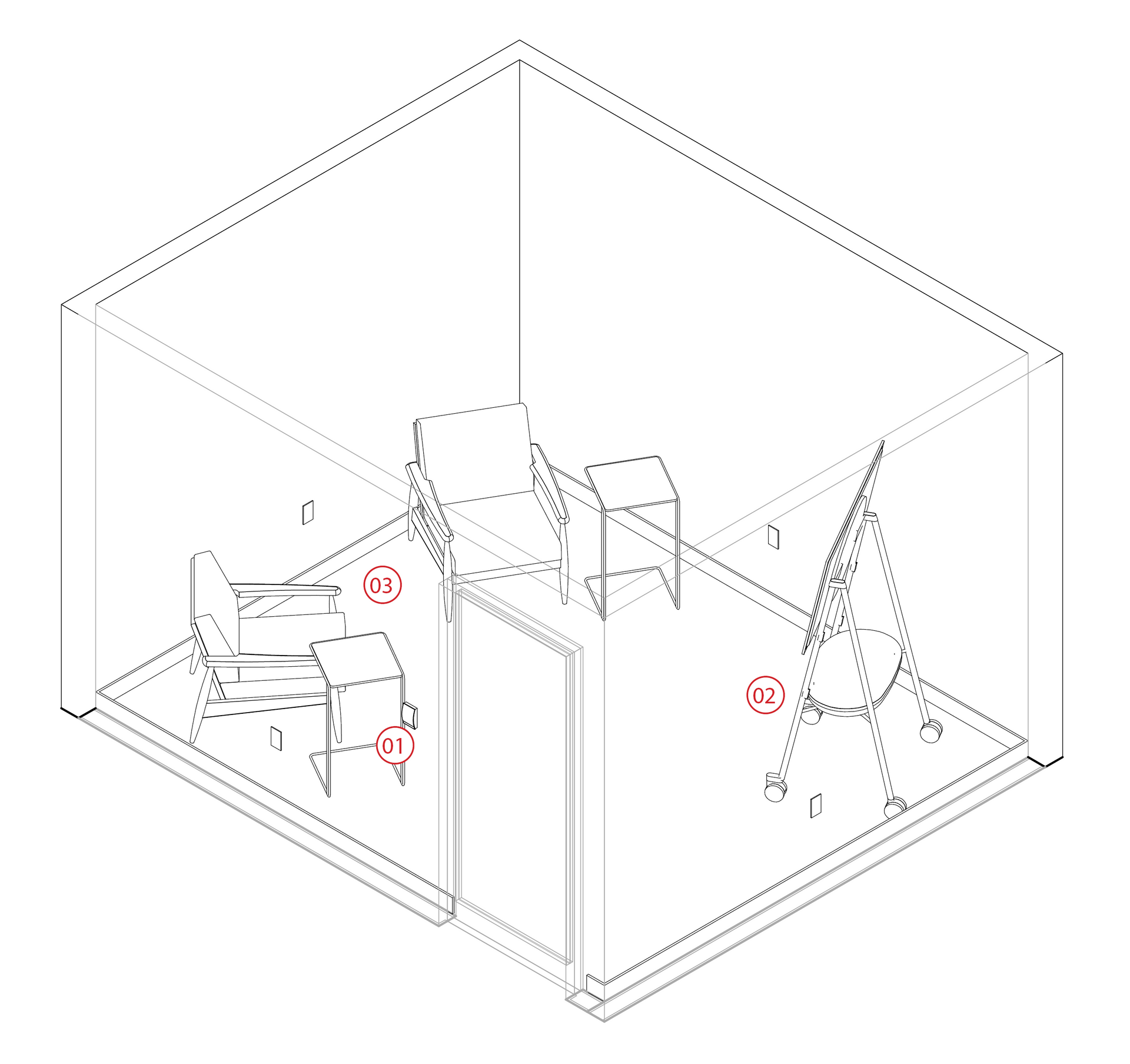 Focus room axonometric