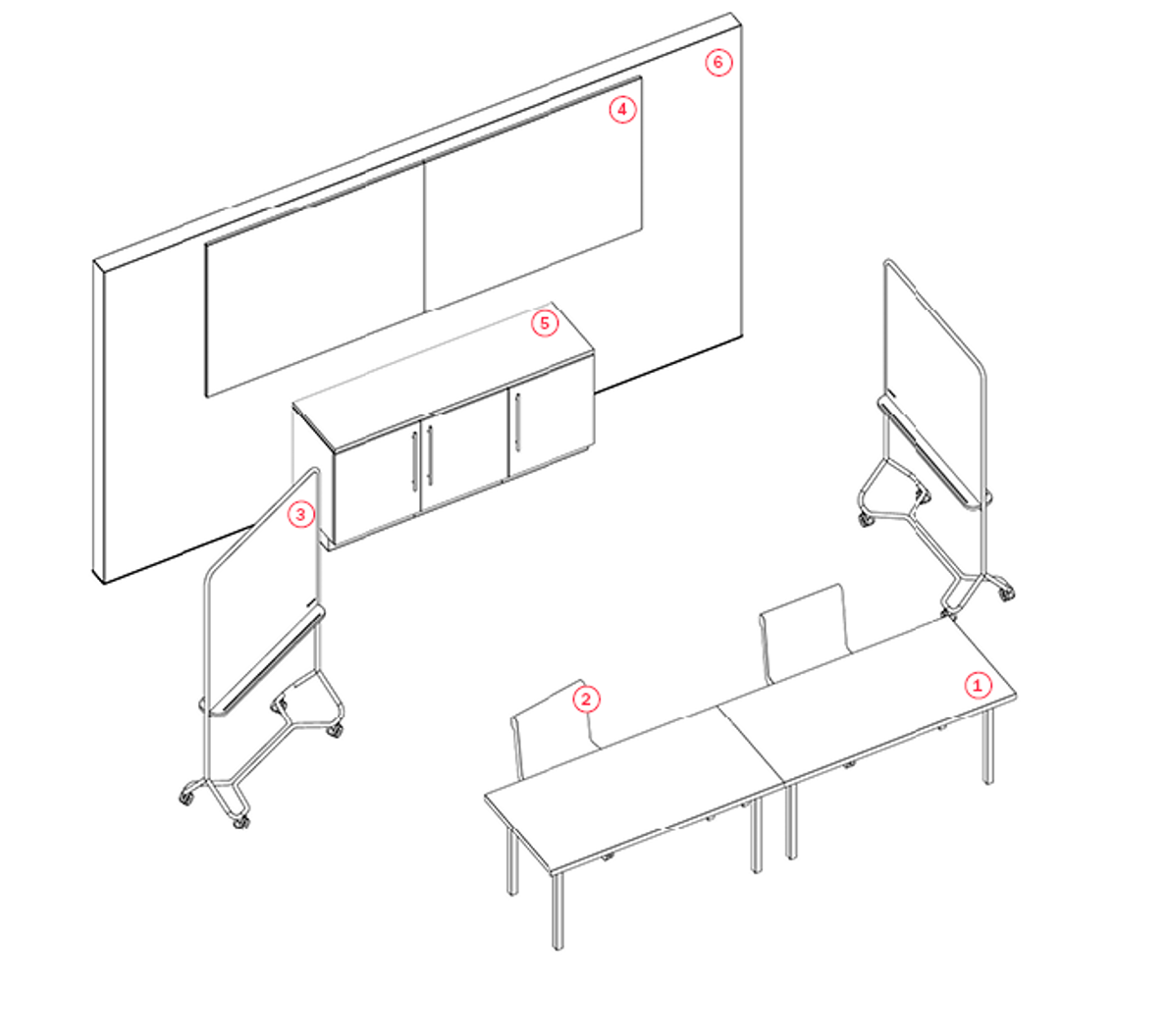 coach flex desk axonometric
